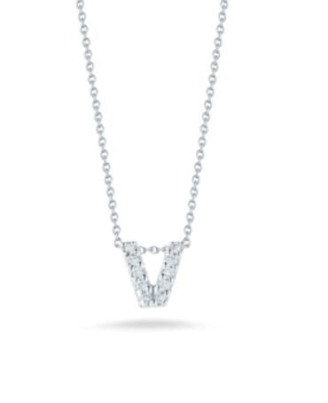 Roberto Coin 18K Tiny Treasures  Diamond Love Letter "V"