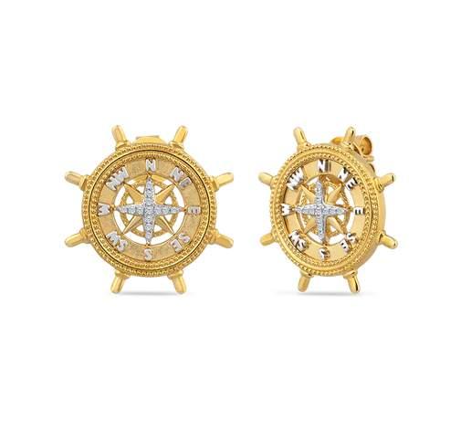 14K DIAMOND COMPASS STUD EARRINGS