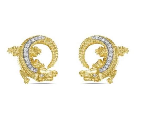 14K DIAMOND ALLIGATOR STUD EARRINGS