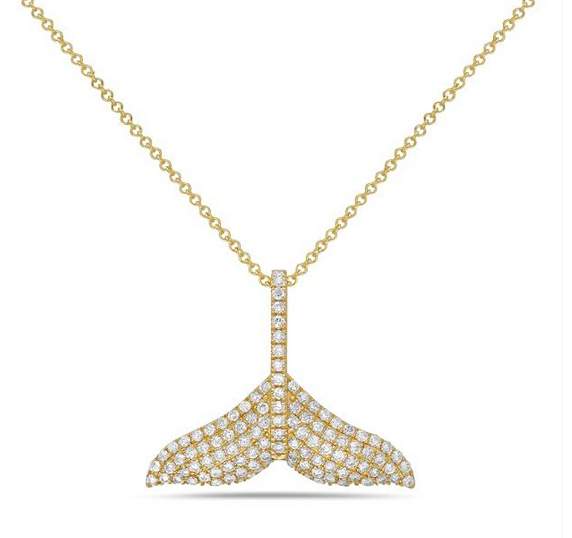 14K Yellow Gold Whale Tail With Pave ~0.62ct Diamonds,Designer Shula of NY