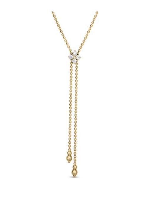 On Trend Roberto Coin 18K Yellow Gold Love In Verona ~0.30ctw Diamond Flower 23" Lariat Necklace
