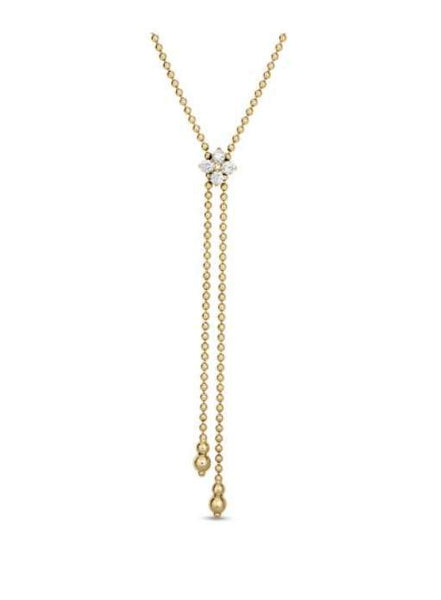Roberto Coin 18K Love In Verona Diamond Flower Lariat Necklace