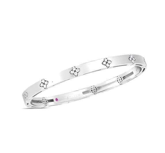 Roberto Coin 18K White Gold Love In Verona Medium Width(6mm)0.45ctw Diamond Accent Bangle