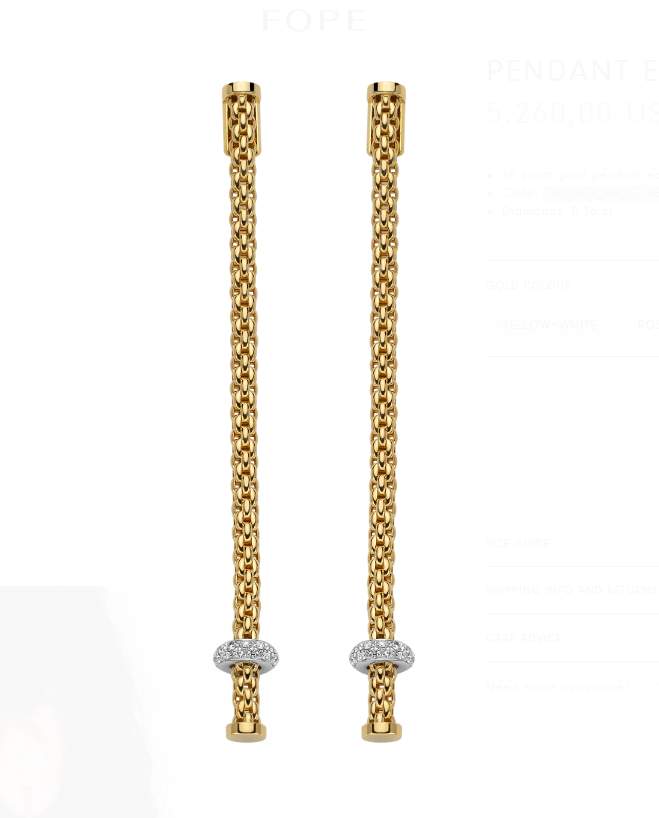 FOPE Prima 18kt Yellow Gold 0.36ct Diamond Pendant Earrings