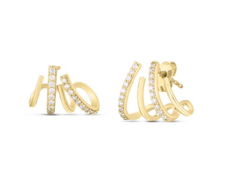 Roberto Coin 18K Yellow Gold 0.38ctw Diamond Climber Earrings