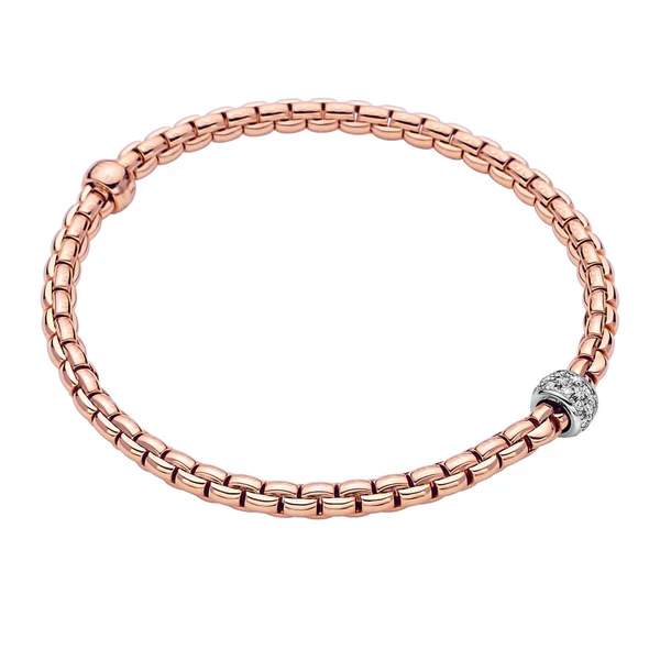 FOPE Solo Eka Flexit 18kt Rose Gold 0.19ct Diamond Bracelet