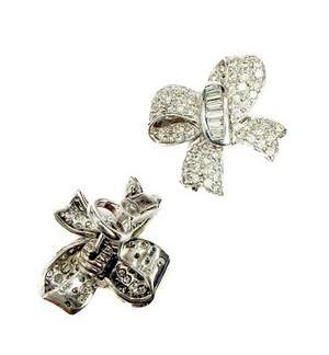 Platinum Bow Diamond Earrings