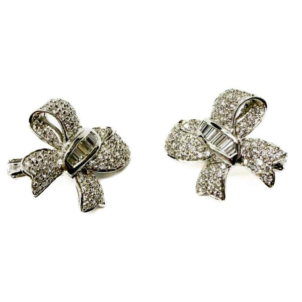 Platinum Bow Diamond Earrings