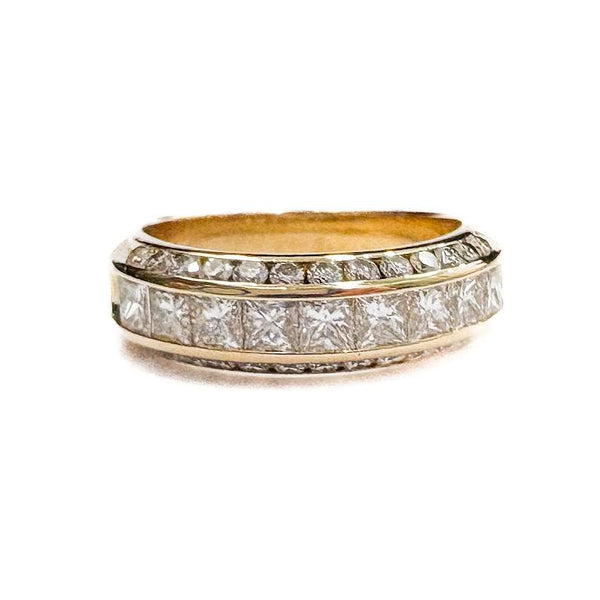 14K Yellow Gold Princess And Round ~1.85ctw Diamond Band