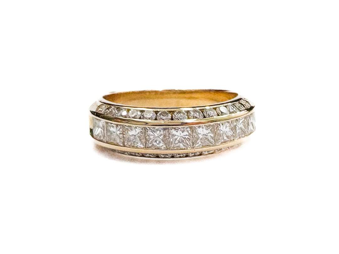 14kt Yellow Gold 1.85ct Princess & Round Diamond Band