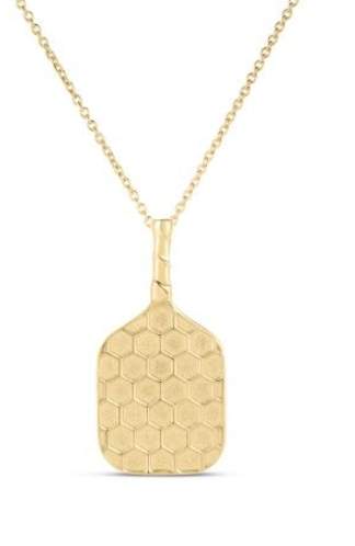 Roberto Coin 18k Yellow Gold Tiny Treasures Pickle Ball Texture Racket 18" Necklace