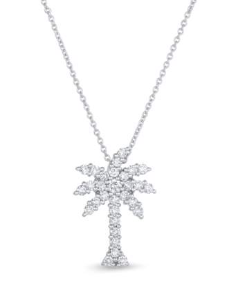 Roberto Coin 18K White Gold  Tiny Treasures Large ~.54ctw Diamond Palm Tree 18" Necklace.