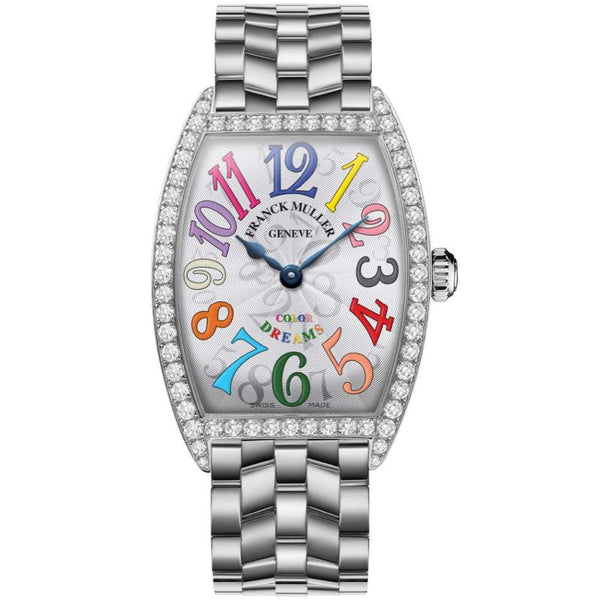 Franck Muller Cintrée Curvex Color Dreams With 1 Row Of 68 Round Diamonds= ~1.35 Ctw Quartz Movement And Stainless Steel Case And Bracelet 31mm