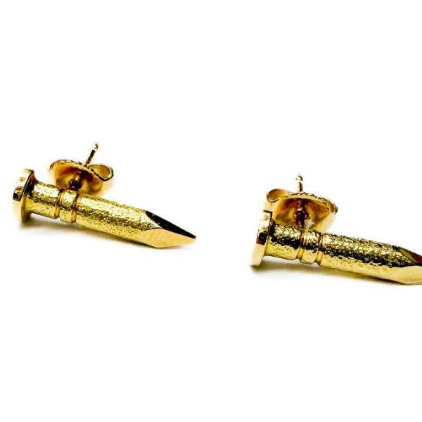 Designer: David Webb, Hammered Nail Studs MS463, With Box And Pouch Provident Jewelery