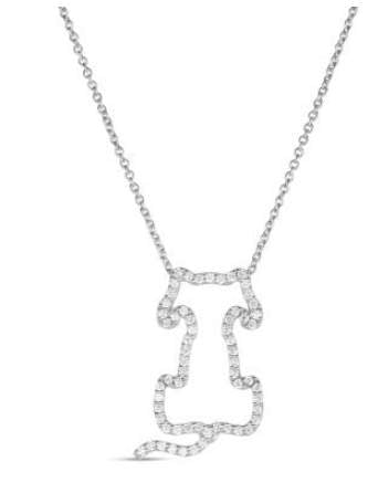 Roberto Coin 18K White Gold Tiny Treasures 0.24ctw Diamond Dog Outline 18" Necklace.
