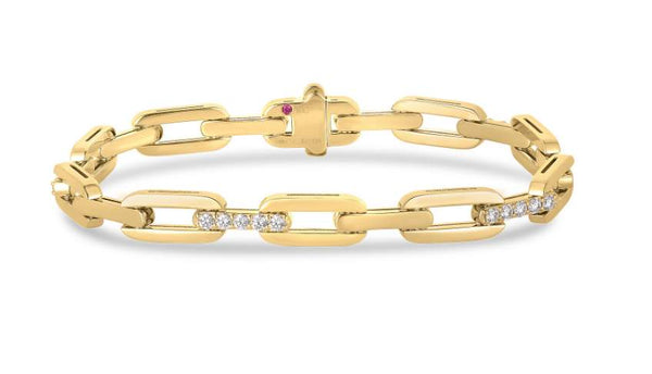 Roberto Coin 18K Yellow Gold Navarra ~0.80ctw Diamond Accents 7" Bracelet.