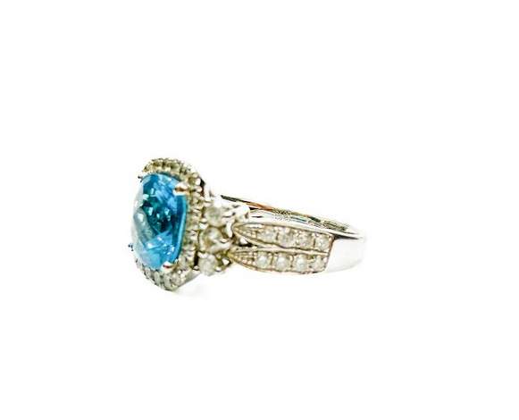 14K Blue Topaz Diamond Ring