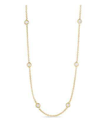 Roberto Coin 18K Yellow Gold 10 Station .70ctw Diamond Bezel 16" Necklace.