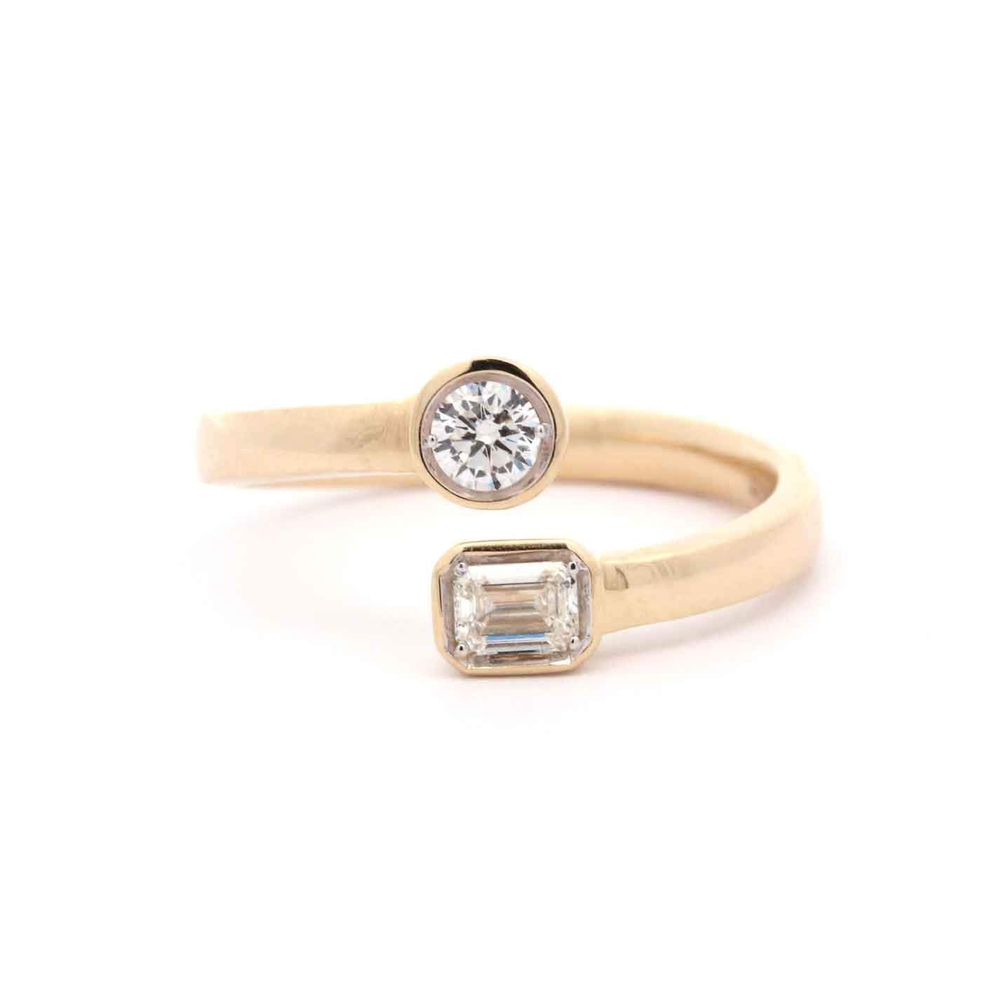 14K Yellow Gold Bypass Diamond Ring, D=~.45ctw
