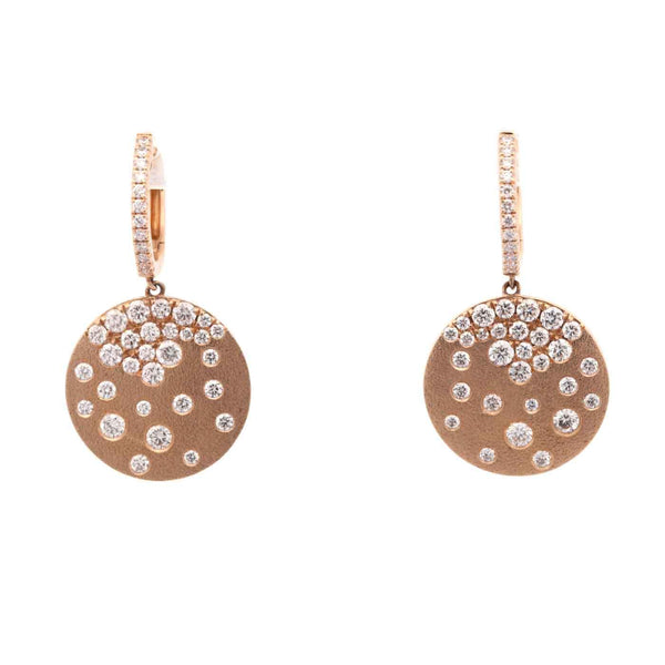 14K  Yellow Gold  ~2.08ctw Diamond Circle/Disk Dangle Earrings