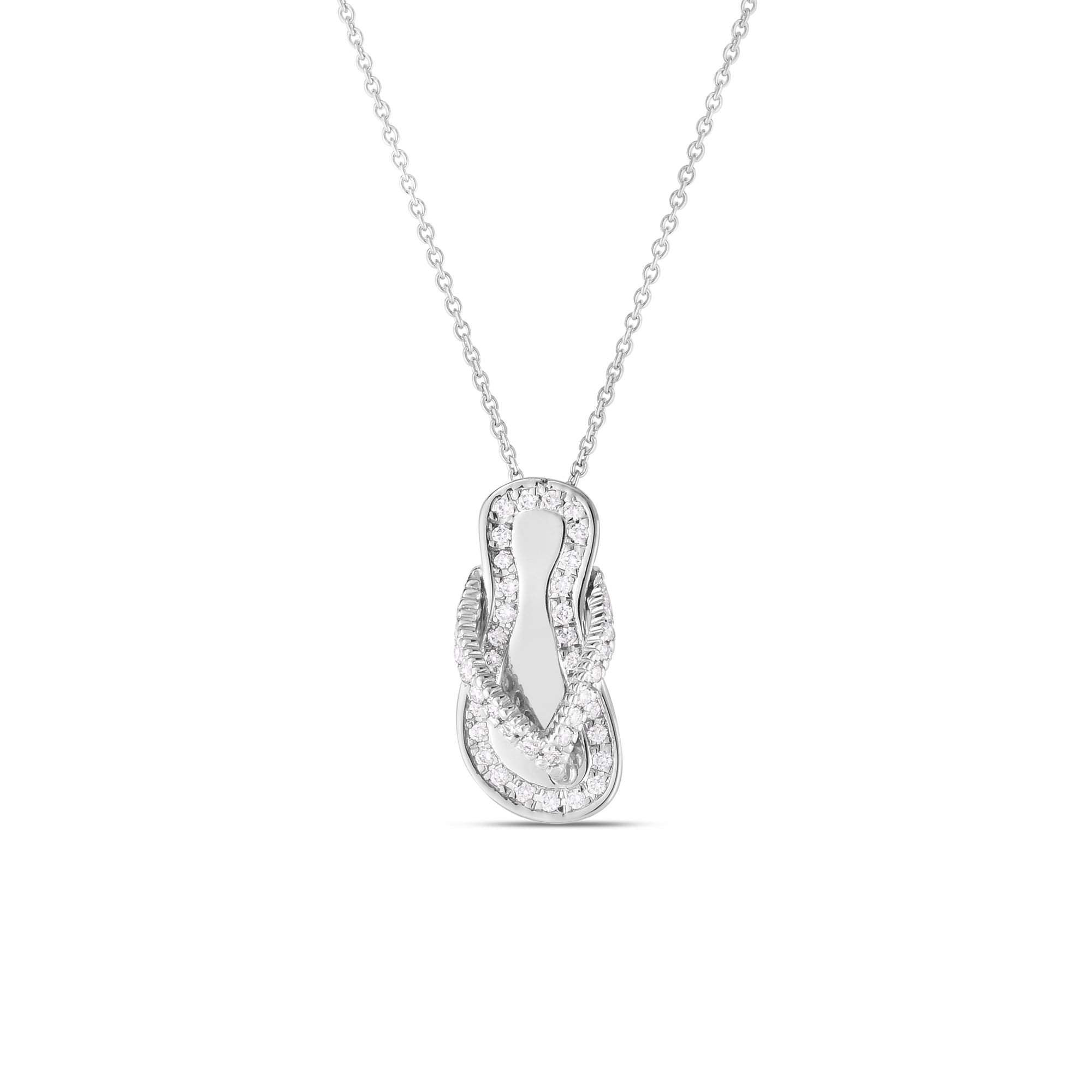 Roberto Coin 18K White Gold Tiny Treasures ~0.22ctw Diamond Trimmed Flip Flop