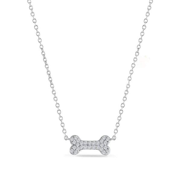 14K White Gold Pave Diamond Dog Bone Pendant Provident Jewelery