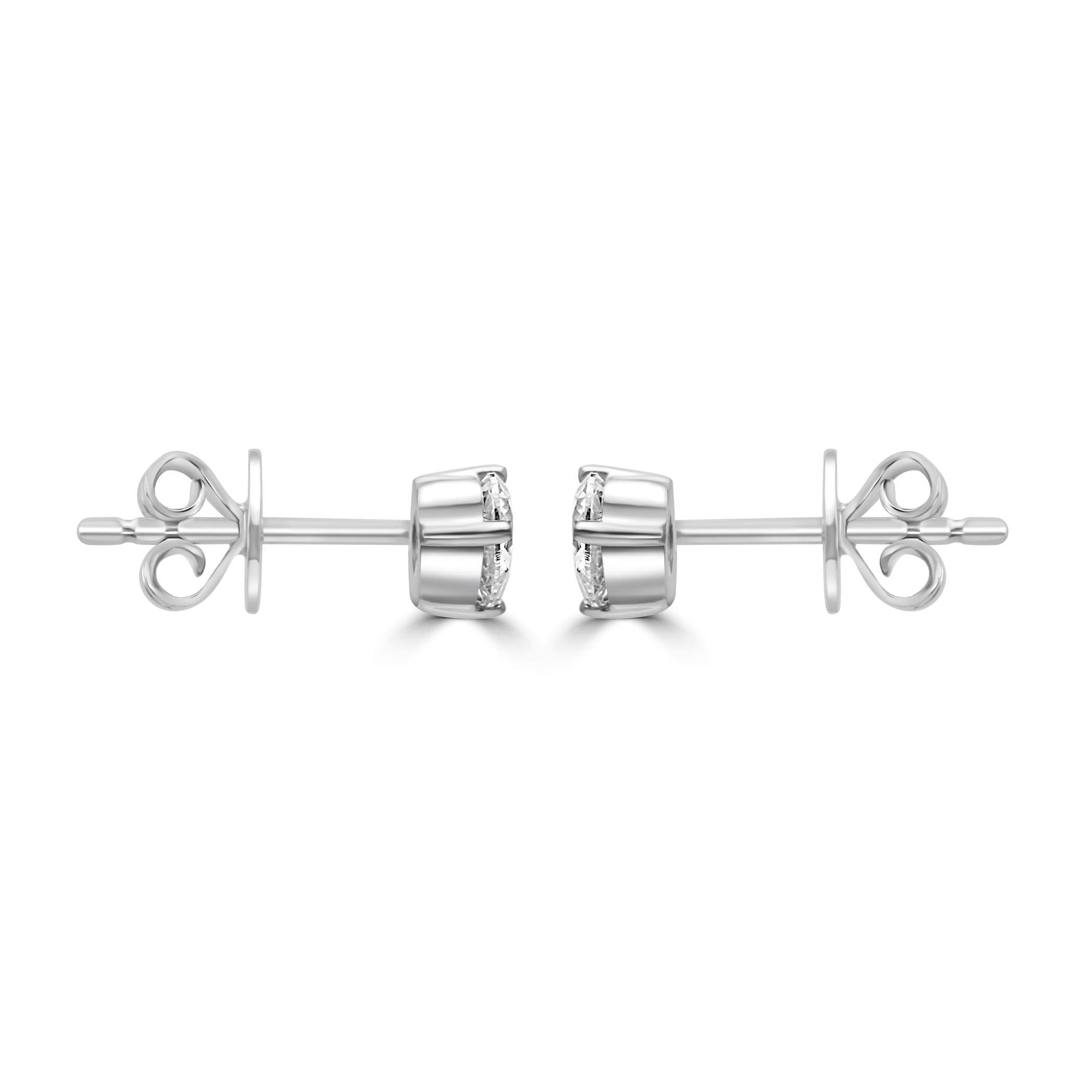 14K White Gold Double Pear Shape ~0.65ctw Diamond Stud Earrings.