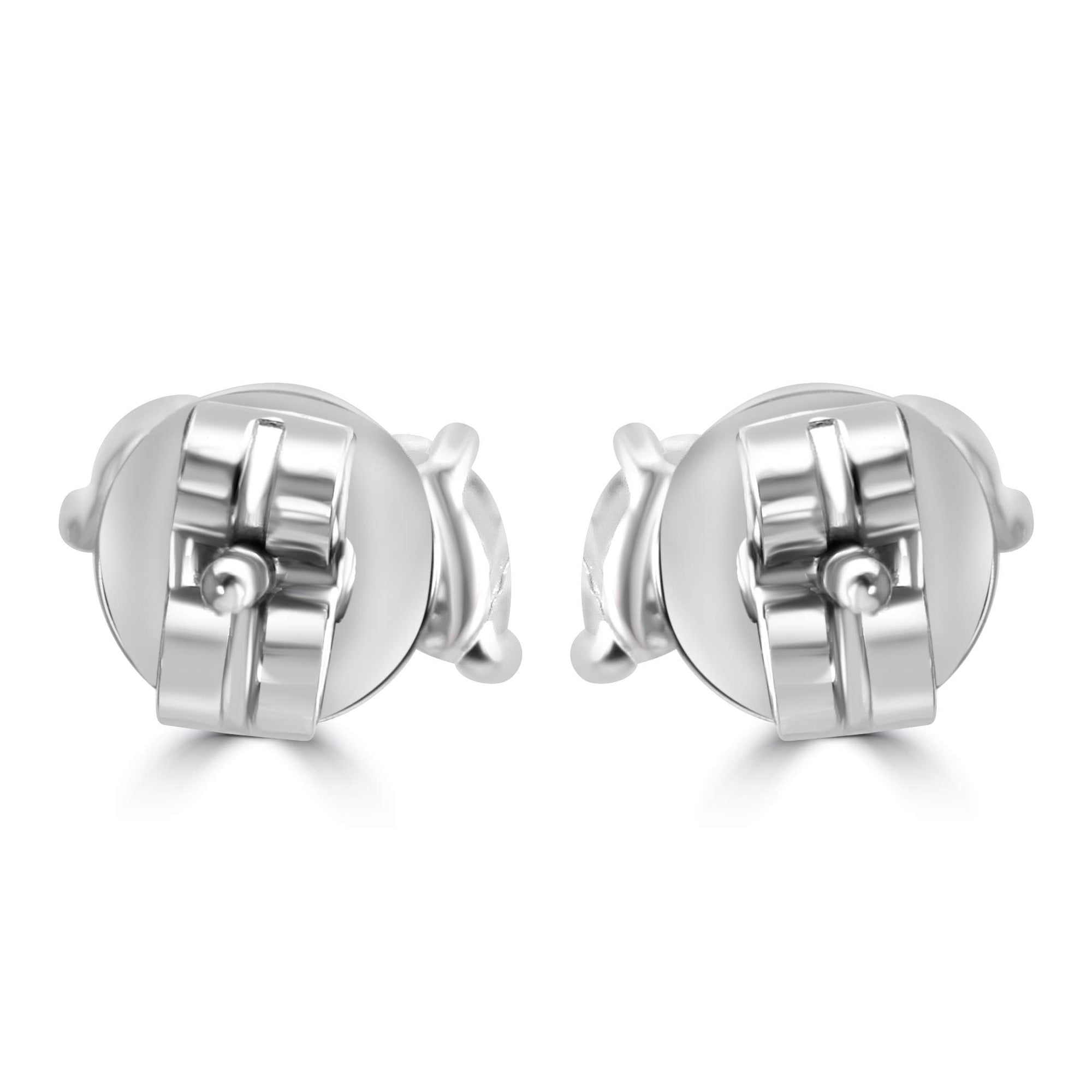 14K White Gold Double Pear Shape ~0.65ctw Diamond Stud Earrings.