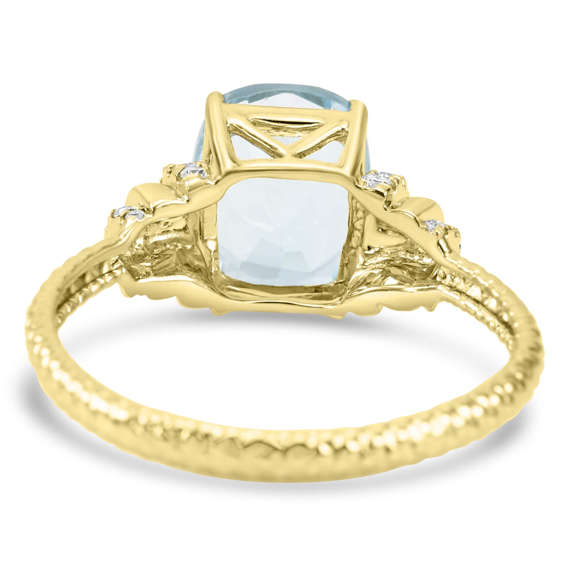 14K Yellow Gold  1.99Ctw Aquamarine And ~.15Ctw Diamond Ring,