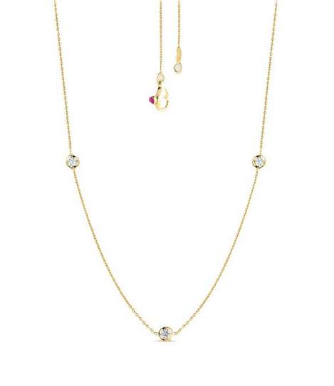 Roberto Coin 18K Yellow Gold ~0.15ctw Diamond By The Inch 3 Station 18" Necklace
