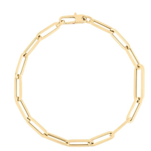 Roberto Coin 18K Yellow Designer Gold Alternating Size Paperclip Link 7" Bracelet