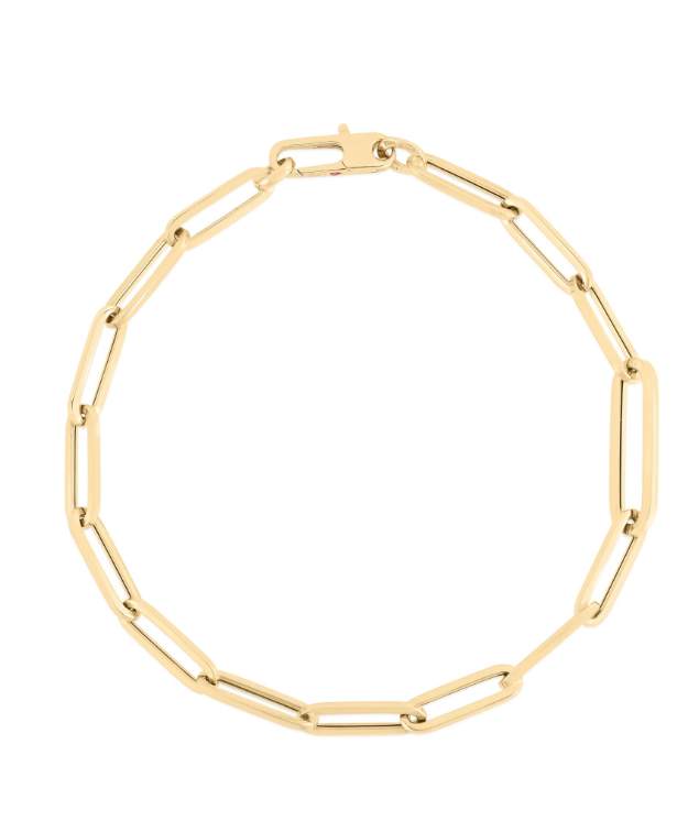 Roberto Coin 18K Yellow Designer Gold Alternating Size Paperclip Link 7" Bracelet