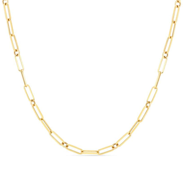 Roberto Coin 18K Yellow Gold Paperclip And Round Link 19 Inch Chain,