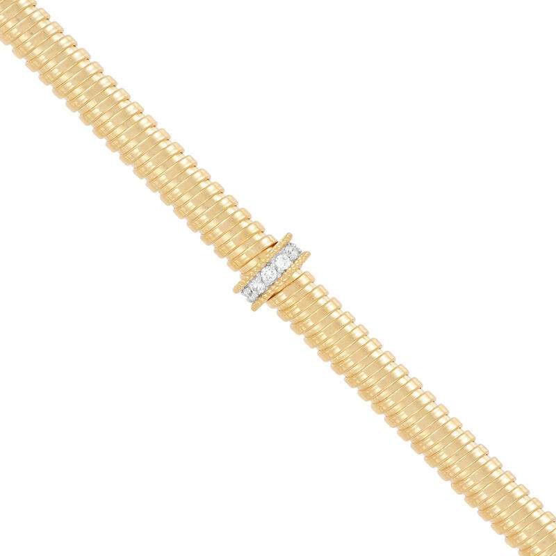 14K 5mm Tubogas Necklace With Diamonds.