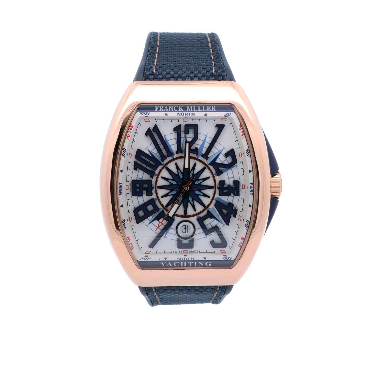 Franck Muller 41mm 18K Rose Gold Vanguard Blue Yachting Date