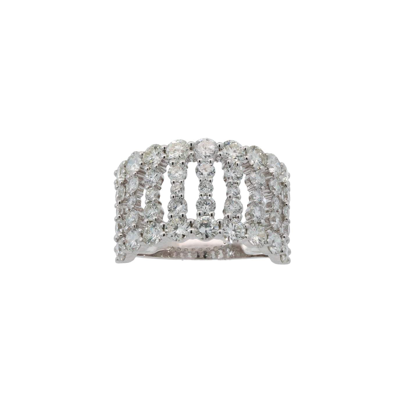 18K White Gold 9 Row Round Diamond Ring 45 Round Diamond= ~3.20Ctw Provident Jewelery