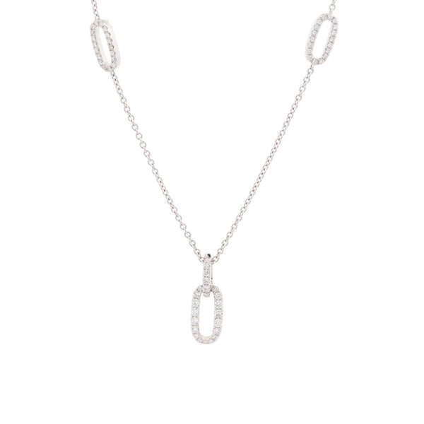 18K White Gold ~1.50ctw Diamond  17" Necklace With Open Bail Removable Drop