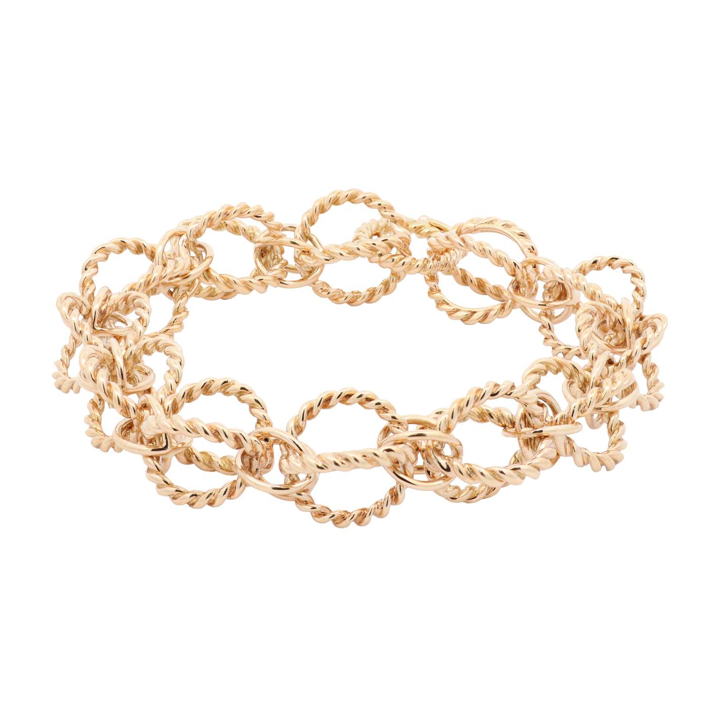 Pre-Owned Tiffany and Co, 18K Yellow Gold, Circle Rope Bracelet, Jean Schlumberger By Tiffany, Box