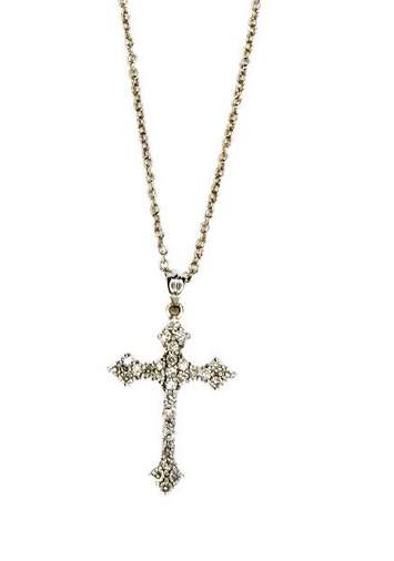 14Karat White Gold ~.50ctw Diamond Cross 18" Cable chain