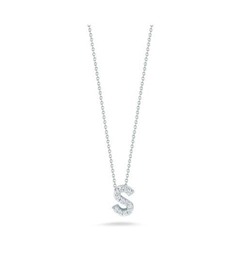 Roberto Coin 18K White Gold Tiny Treasures .05Ctw Diamond Love Letter " S" Necklace