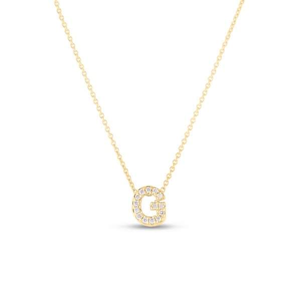 Roberto Coin 18K Yellow Gold Tiny Treasures 0.06ctw Diamond Love Letter "G", Cable Chain 16"/18"