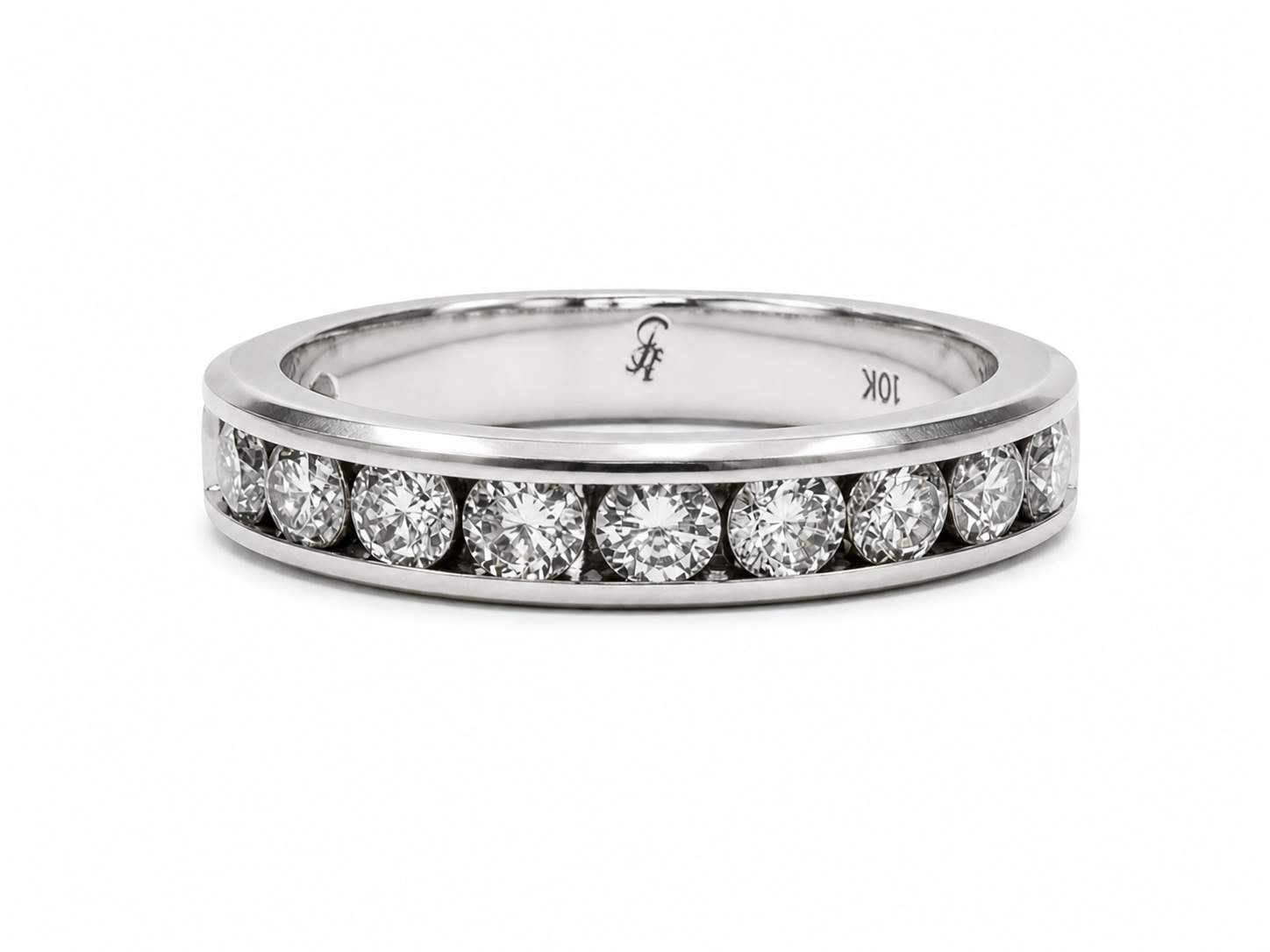 PRE-OWNED : 10K White Gold ~1.26Ctw  Diamond Channel Band (Size 5 1/2)