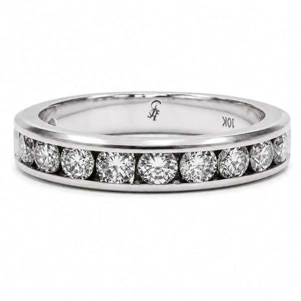 PRE-OWNED : 10K White Gold ~1.26Ctw  Diamond Channel Band (Size 5 1/2)