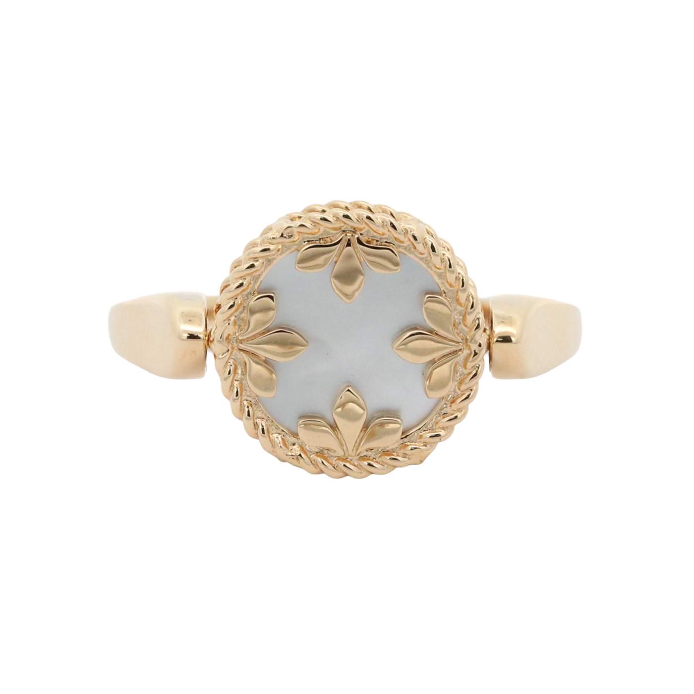 Roberto Coin 18k Yellow Gold Diamond, Black Jade And MOP Reversible Small Medallion Ring. Provident Jewelery