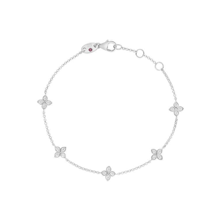 Roberto Coin 18k White Gold Love By The Inch 5 Diamond Station Bracelet .D=0.23ctw Provident Jewelery