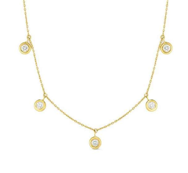 Roberto Coin  18K Yellow Gold  By The Inch Dangling Five Station Diamond Necklace