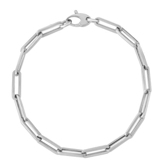 14K White Gold 7.5" 4.2mm Light Paperclip 7.5"Bracelet (Hollow)
