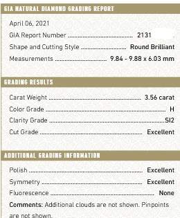 Beautiful 18K Diamond Ring with 3.56ct center diamond