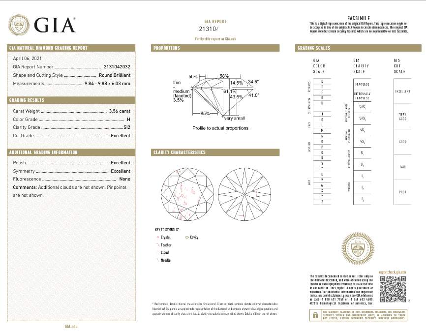 Beautiful 18K Diamond Ring with 3.56ct center diamond