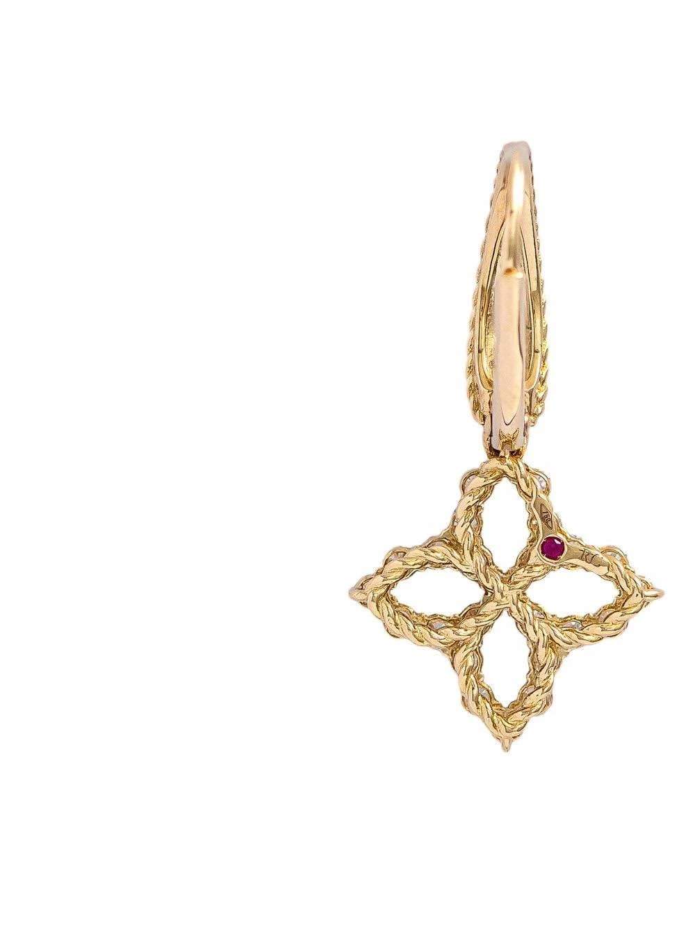 Roberto Coin 18K Yellow Gold ~2.57 Ctw Diamond Princess Flower Drop Earrings Large